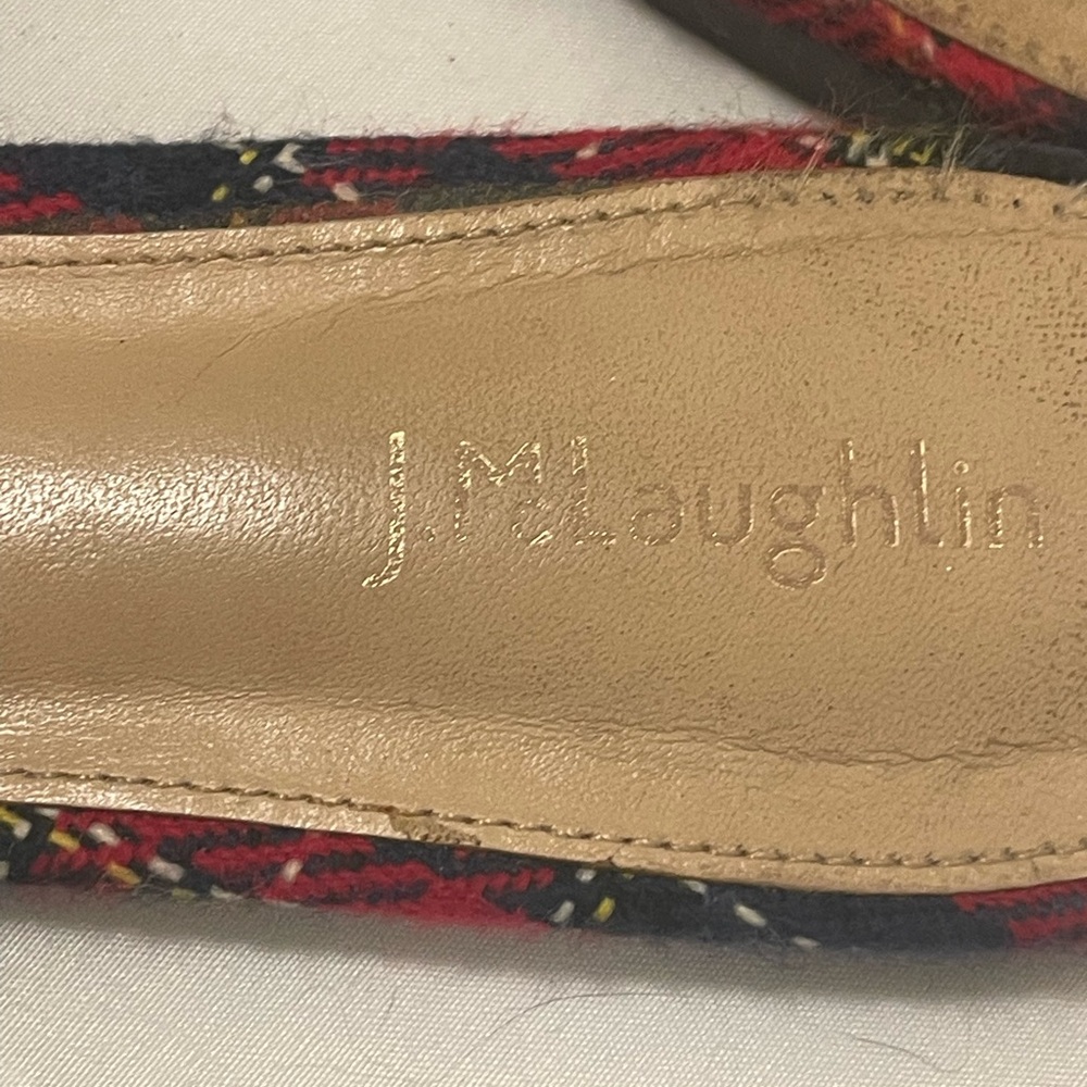 McLaughlin Plaid Pointed Slip-On Flats with Black Velvet Bow - Picture 2 of 5